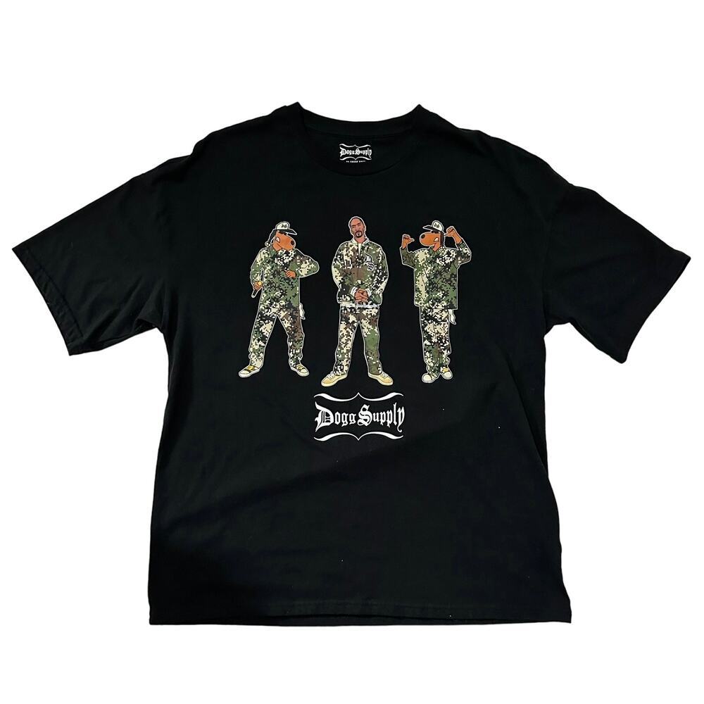 Snoop Dog T-Shirt Mens Large Black with‎ Camouflage Design Dogg Supply Rap